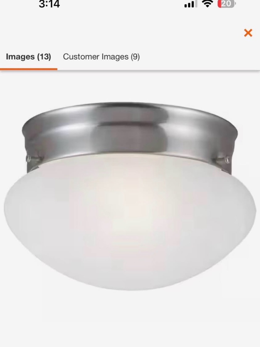Brand New Mount Ceiling Light - White Glass Dome